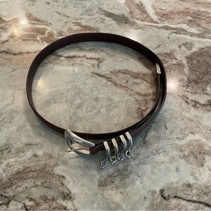 Brighton Brown Leather Charm Belt M/L 32 Silver hardware